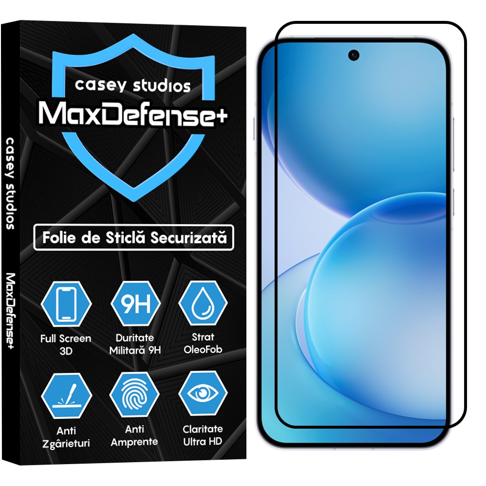 Folie Sticla CASEY STUDIOS™ compatibila cu OPPO Reno16 5G, Full Cover 3D, Full Glue, Duritate Militara, Ultra HD, Anti Zgarieturi, Anti Amprente, Anti Socuri, Sticla Securizata, Protectie Profesionala Ecran, MaxDefense+, Margini Negre