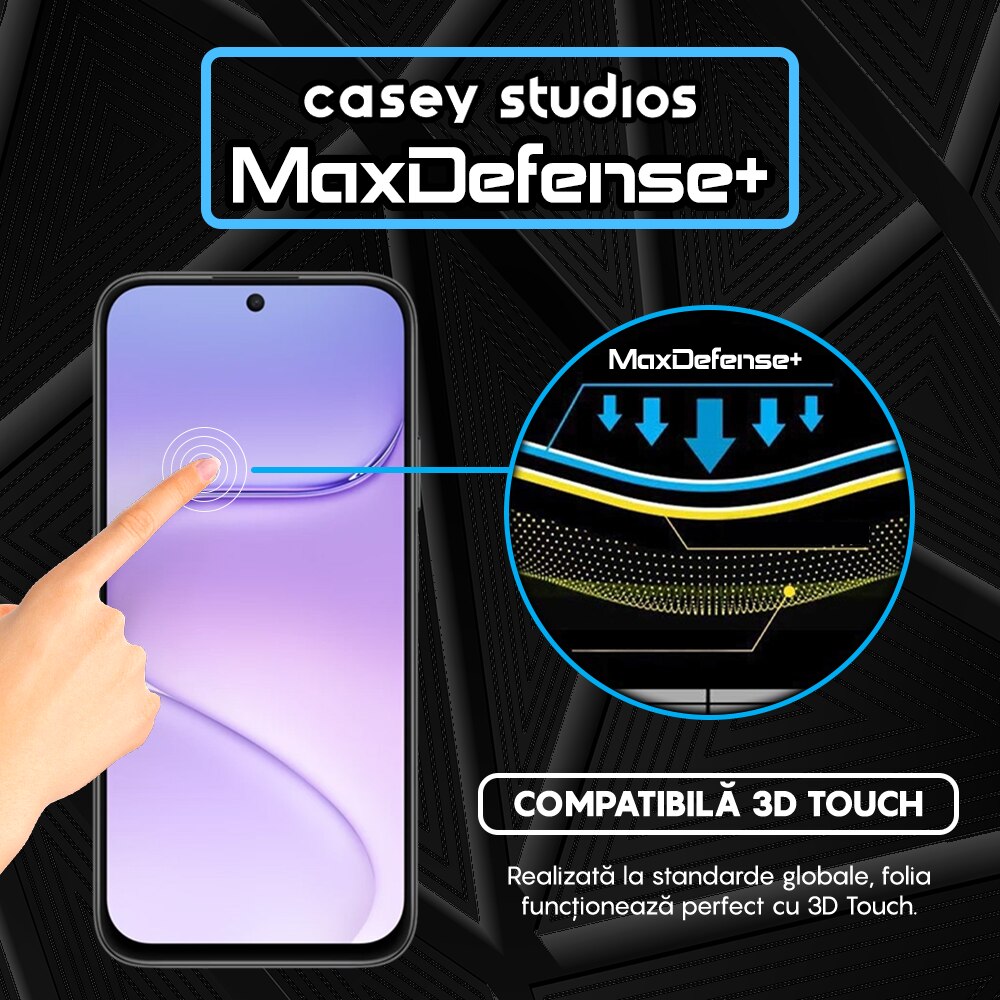 Folie Sticla CASEY STUDIOS™ compatibila cu Honor 600 Smart 5G, Full Cover 3D, Full Glue, Duritate Militara, Ultra HD, Anti Zgarieturi, Anti Amprente, Anti Socuri, Sticla Securizata, Protectie Profesionala Ecran, MaxDefense+, Margini Negre