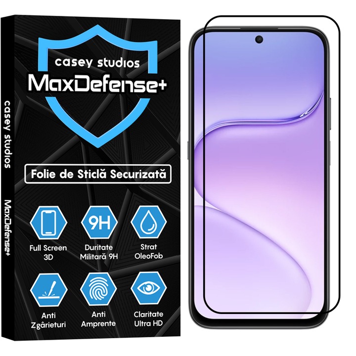 Folie Sticla CASEY STUDIOS™ compatibila cu Honor 600 Smart 5G, Full Cover 3D, Full Glue, Duritate Militara, Ultra HD, Anti Zgarieturi, Anti Amprente, Anti Socuri, Sticla Securizata, Protectie Profesionala Ecran, MaxDefense+, Margini Negre