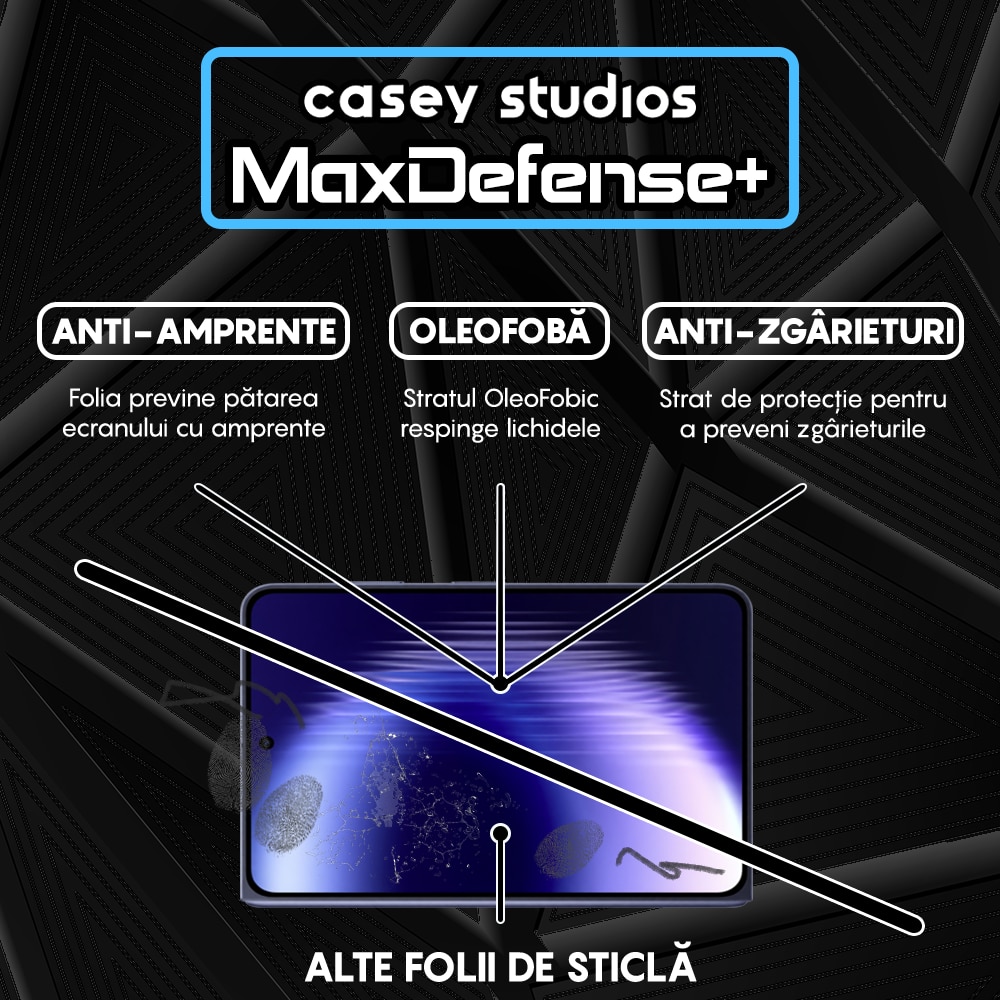 Folie Sticla CASEY STUDIOS™ compatibila cu Huawei Pura X Max, Full Cover 3D, Full Glue, Duritate Militara, Ultra HD, Anti Zgarieturi, Anti Amprente, Anti Socuri, Sticla Securizata, Protectie Profesionala Ecran, MaxDefense+, Margini Negre