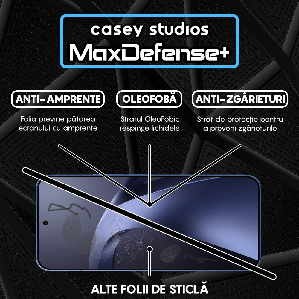 Folie Sticla CASEY STUDIOS™ compatibila cu Xiaomi 17T, Full Cover 3D, Full Glue, Duritate Militara, Ultra HD, Anti Zgarieturi, Anti Amprente, Anti Socuri, Sticla Securizata, Protectie Profesionala Ecran, MaxDefense+, Margini Negre