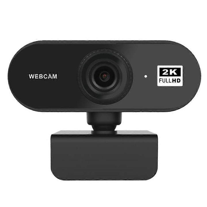 Уеб камера FRU-CJK0424-260918-312, 2K (2560x1440) 30 FPS, USB 2.0 plug-and-play, вграден микрофон, кабел 1.5 м, черна, 8.5x6.4x4 см