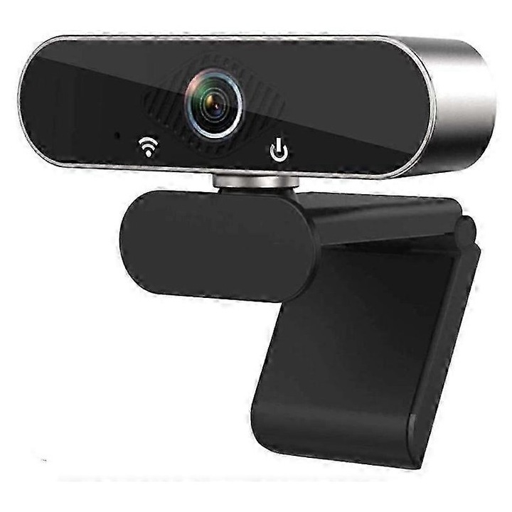 Уеб камера USB FRU-CJK0424-260919-828, 1080p Full HD, стъклен обектив, широкоъгълна, вграден микрофон, автоматична корекция при слаба светлина, plug-and-play, черна