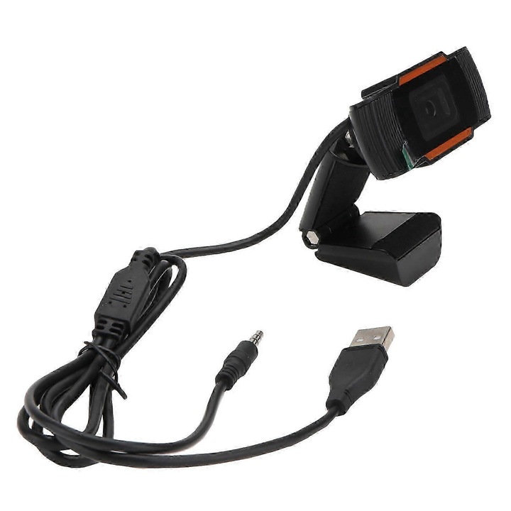 Уеб камера USB FRU-CJK0424-260918-1458, 0.3MP (640x480), вграден микрофон, регулируем ъгъл 45°, черна, 6 x 6.3 x 3 см