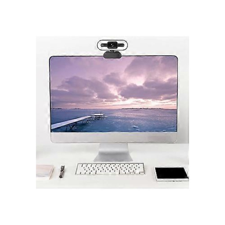 Уеб камера USB FRU-CJK0424-260919-422, Full HD/2K/4K, автофокус, вграден микрофон, LED запълваща светлина 3 цвята 3 нива, USB 2.0, 30 fps, черна