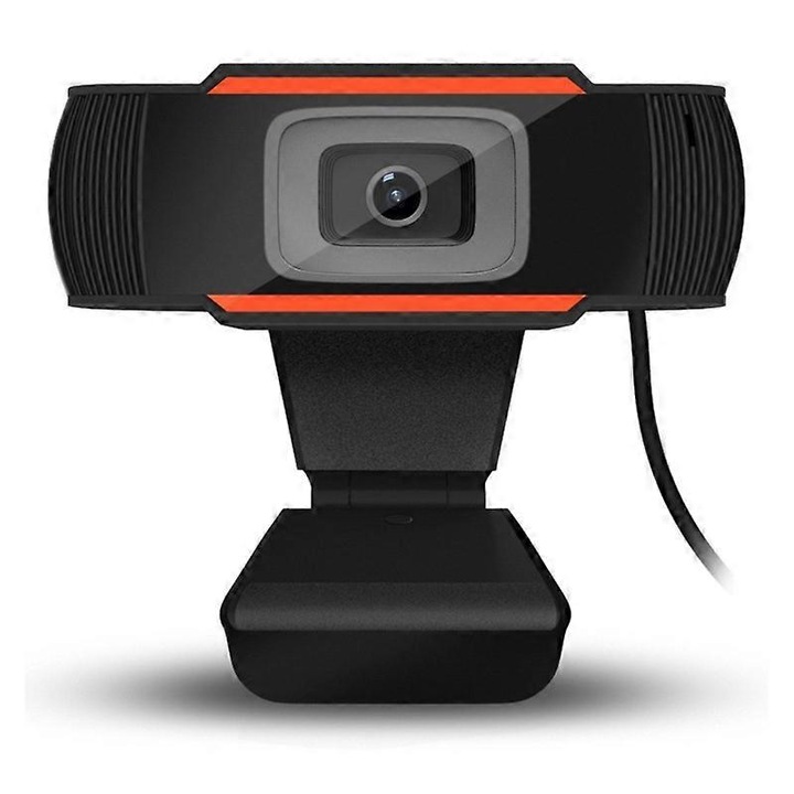 Уеб камера FRU-CJK0424-260918-1354 720P HD, 5MP, USB 2.0, 30 fps, вграден микрофон, кабел 1,5 м, черен/оранжев