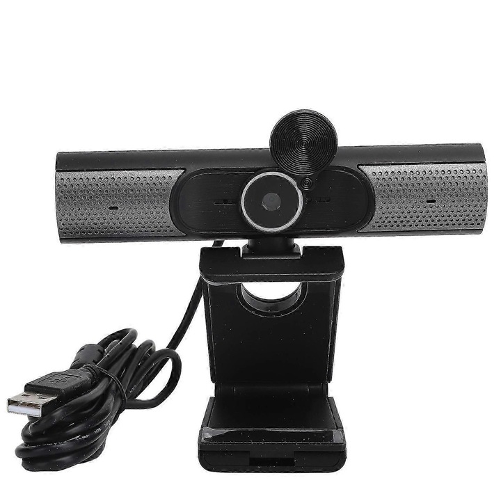Уеб камера USB FRU-CJK0424-260918-237, Full HD 1080P, двойни микрофони, плъзгащ се капак за поверителност, H.264/MJPEG, plug-and-play USB, черна