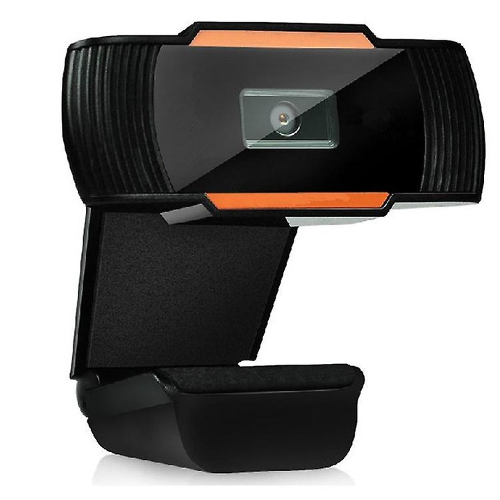 Уеб камера USB FRU-CJK0424-260918-194 Full HD 1080p с автофокус и двоен стерео микрофон, автоматична корекция на светлината, черно/оранжево