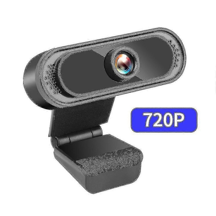 Уеб камера USB FRU-CJK0424-260919-1431, 720p HD, с външен микрофон, черна