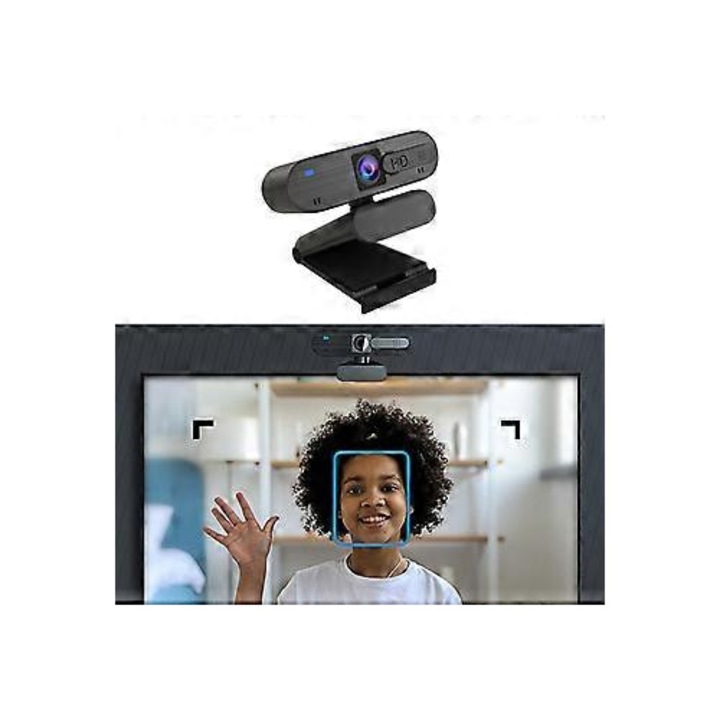 Уеб камера USB FRU-CJK0424-260919-968, Full HD 1080p, автофокус, широк ъгъл 90°, 30 fps, вграден микрофон, капачка за обектив, USB 2.0, черна