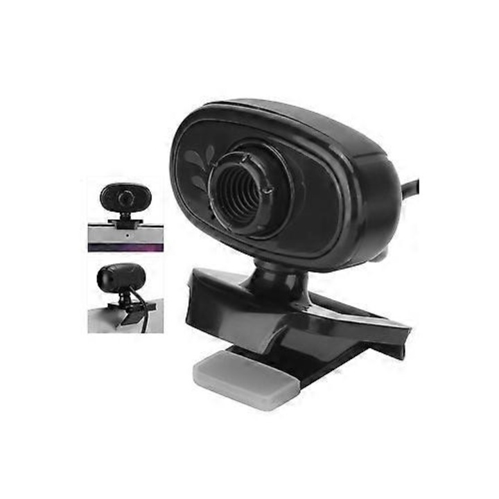 Уеб камера USB FRU-CJK0424-260918-1286, HD, резолюция 640x480/1280, 30 fps, вграден микрофон, ръчен фокус, USB 2.0, черна
