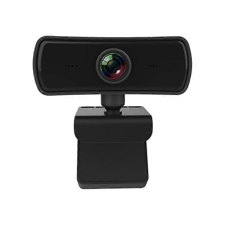 Уеб камера Full HD 1080p FRU-CJK0424-260918-1359, автофокус, USB 2.0 plug-and-play, вграден микрофон, ъгъл 126°, въртене 360°, черна