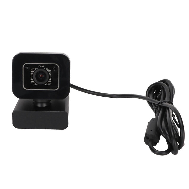 Уеб камера USB FRU-CJK0424-260918-1404, Full HD 1080p 30 fps, USB 2.0, вграден микрофон, въртене на 360°/наклон на 30°, ABS, черна