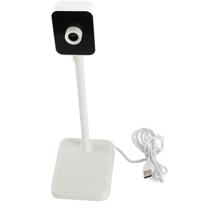 Уеб камера USB FRU-CJK0424-260918-1402, 1080p Full HD 1920x1080 30fps, микрофон с намаляване на шума, ръчен фокус, ъгъл 70°, кабел 1.45 м, бял/черен