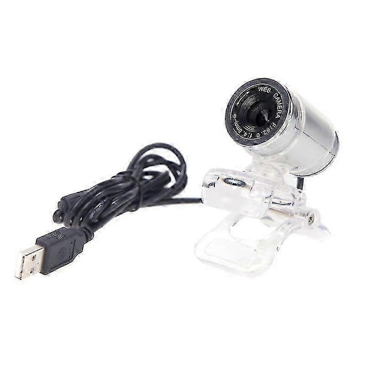 Уеб камера USB FRU-CJK0424-260919-1037, 480p (640x480) 30 fps, вграден микрофон, въртяща се на 360°, прозрачна щипка