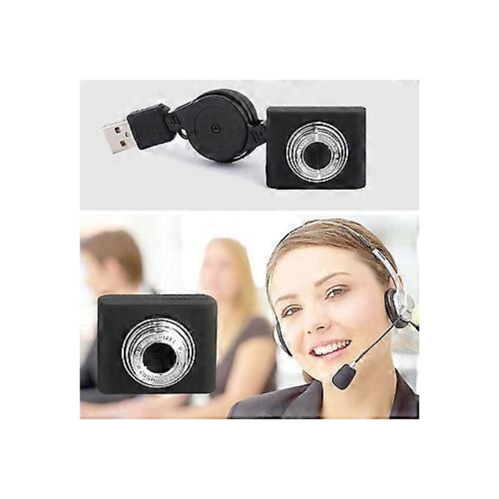 Уеб камера USB FRU-CJK0424-260918-035, ръчен фокус, вграден микрофон, HD 1280x720 30 fps, USB 2.0, черна, кабел 75 см