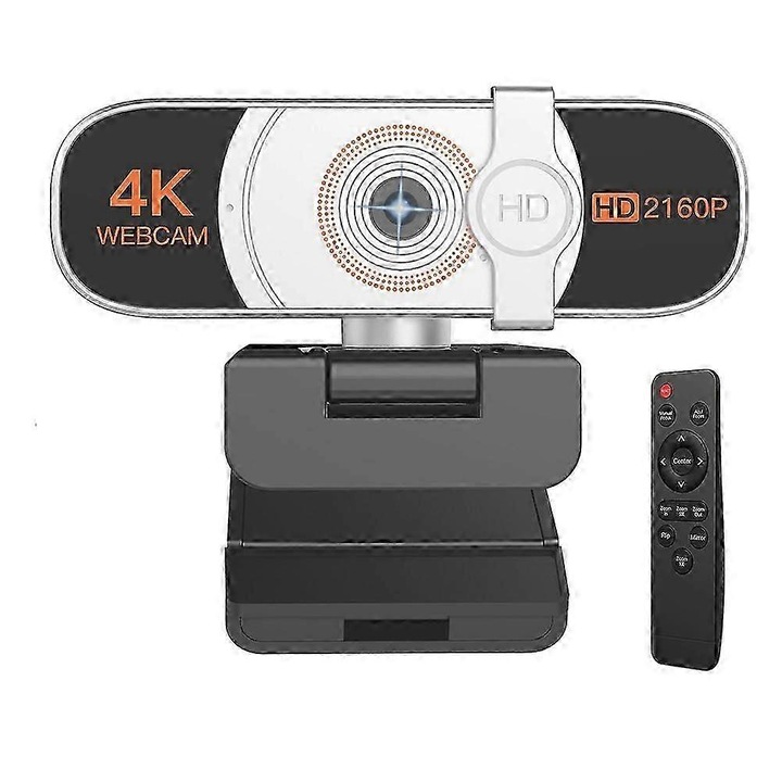 Уеб камера 4K FRU-CJK0424-260919-057, автоматично увеличение 1-9x с дистанционно управление (EPTZ), стерео микрофон, капак за поверителност, USB-A plug-and-play, черно/бяло