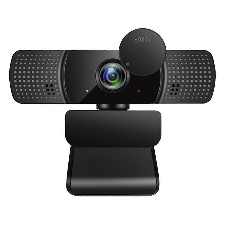 Уеб камера FRU-CJK0424-260918-036, Full HD 1080p, автофокус, вграден микрофон, капак за поверителност, USB 2.0 plug-and-play, включва статив, черна, 14.5 x 9.0 x 4.5 см