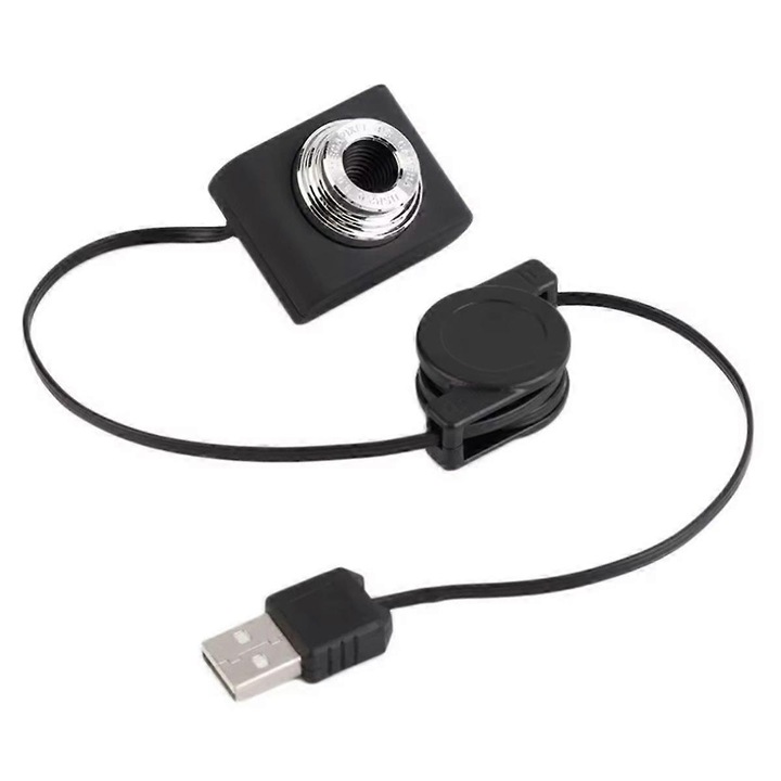 Уеб камера USB FRU-CJK0424-260919-118, CMOS сензор 30 MP (ъпскейлинг), видео 5 MP, щипка за лаптоп, кабел 129 см, без микрофон, черна