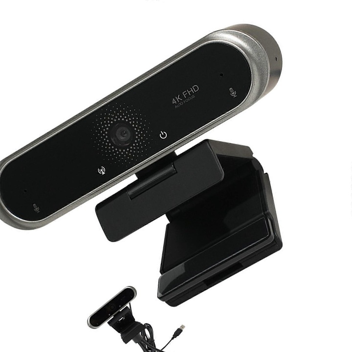 Уебкамера FRU-CJK0424-260919-140, 4K FHD, автофокус, микрофон с намаляване на шума, USB, черен/сребрист, 11.18 x 5.08 см