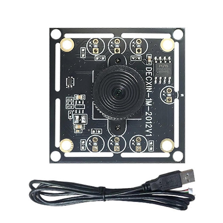 Модул камера USB OV9732 FRU-CJK0424-260919-1482, 1MP 1280x720@30fps, ъгъл 100°, фиксиран обектив, порт M12, включен USB кабел, черен