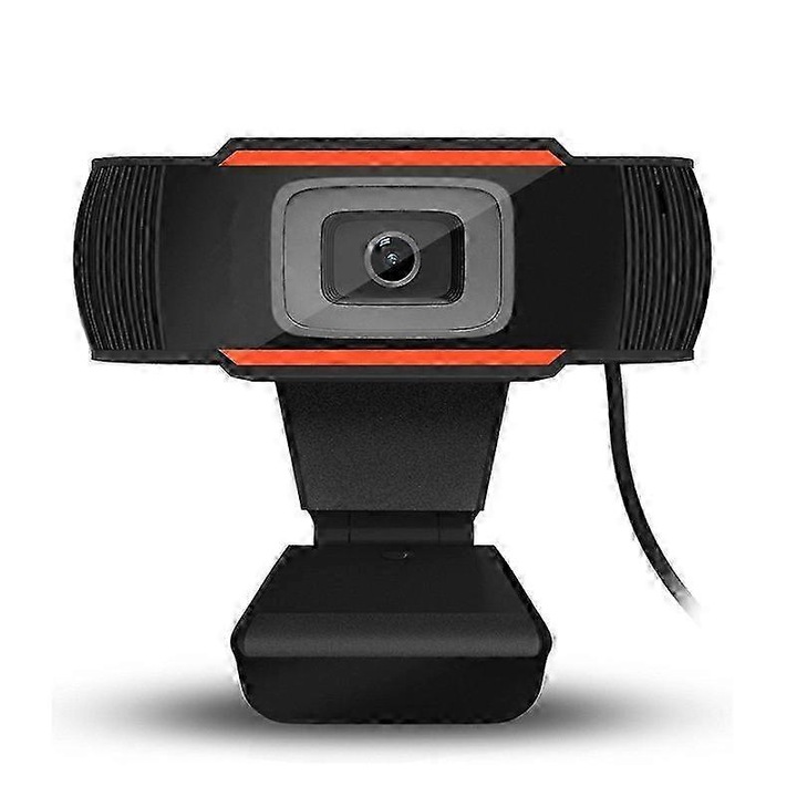 Уеб камера FRU-CJK0424-260919-068 1080P, автофокус, микрофон с намаляване на шума, USB 2.0, 30 fps, сгъваема щипка за монитор, черно/оранжево