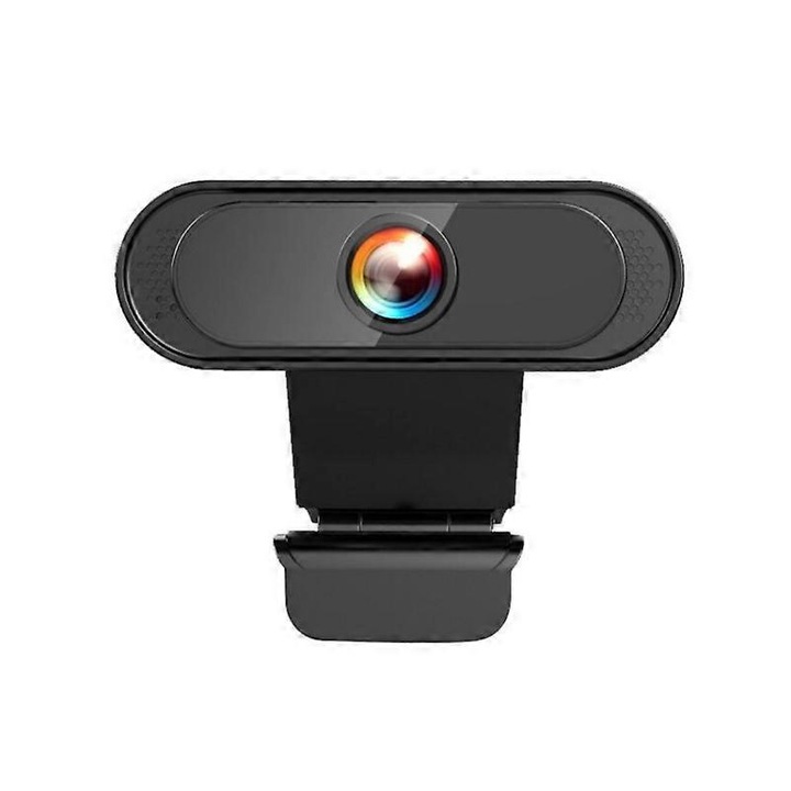 Уеб камера FRU-CJK0424-260919-134, резолюция 1280x720 (HD), CMOS сензор 12MP, 30 FPS, микрофон с цифрово намаляване на шума, USB 2.0, ръчен фокус, черна, 9x5x8 см