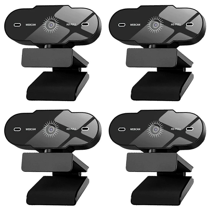 Уеб камера 1080p FRU-CJK0424-260918-1117, с микрофон, USB 2.0, CMOS сензор 30 fps, черна, комплект 4 бр.