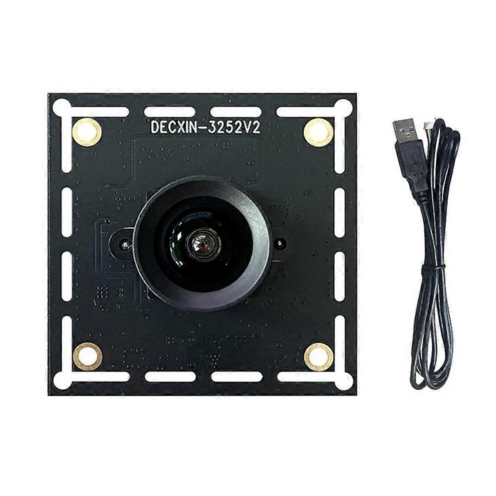 USB камера модул GC2053 / DECXIN-3252V2 2MP 1080p, ъгъл на видимост 100°, USB кабел 2 м, plug-and-play (без драйвери), черен, FRU-CJK0424-260919-153
