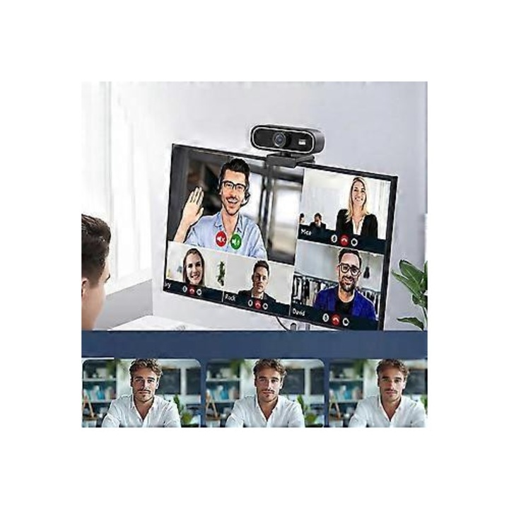 Уеб камера FRU-CJK0424-260918-557 1080p 30fps, широк ъгъл 120°, ръчен фокус, микрофон с намаляване на шума, USB plug-and-play, черна