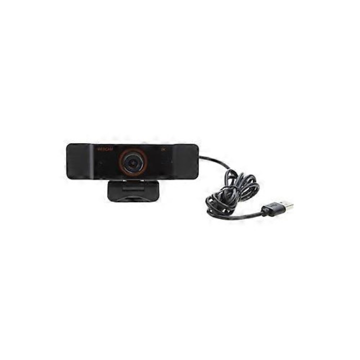 Уеб камера FRU-CJK0424-260919-1131, 2K (2560x1440) 3 MP, CMOS, 60 fps, USB 2.0, вграден микрофон, ротация 360°, закрепване за монитор и настолна стойка, черна, 12x6 см