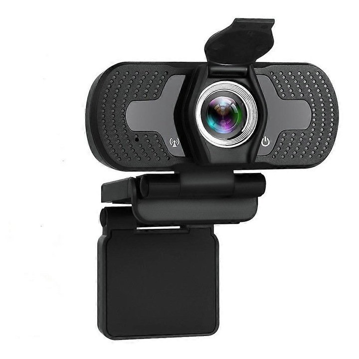 Уеб камера 1080P Full HD FRU-CJK0424-260918-1204, микрофон с намаляване на шума, 30 fps, USB plug-and-play, ъгъл 75.7°, черна