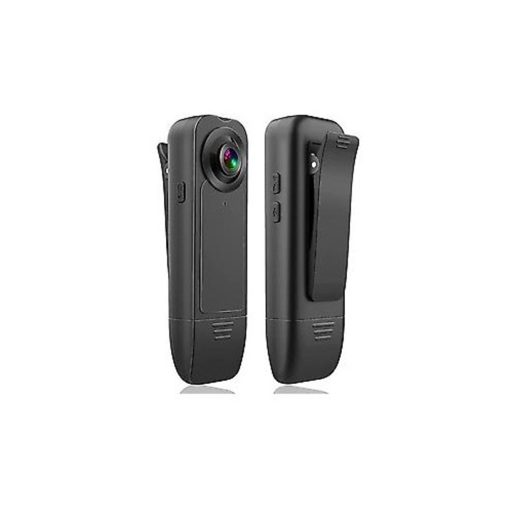 Мини камера за наблюдение с щипка FRU-CJK0424-260919-885, Full HD 1080p, нощно виждане, Wi‑Fi 2.4GHz, детекция на движение, батерия 6 ч, черна