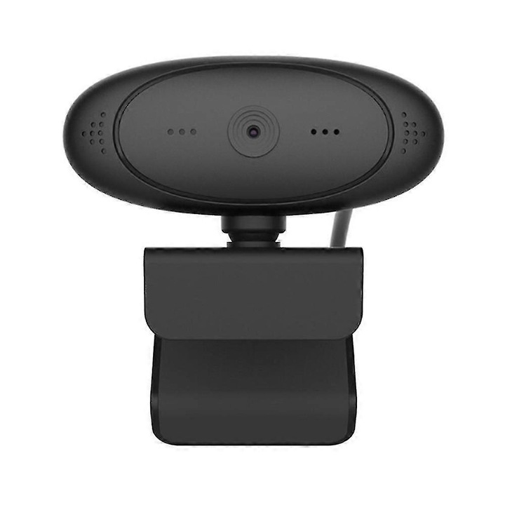 Уеб камера FRU-CJK0424-260919-1306, Full HD 1080p (2MP) 30 FPS, вграден стерео микрофон, USB plug-and-play, 7-слойна стъклена леща, черна