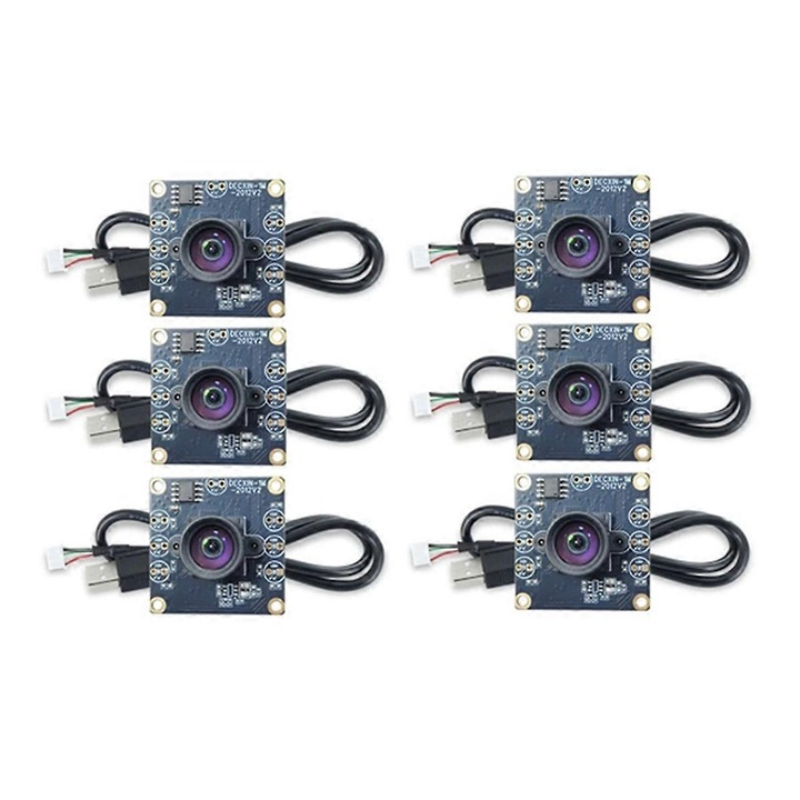Комплект от 6 модулни камери USB OV9732 FRU-CJK0424-260919-079, 1MP (1280x720), ъгъл на видимост 100°, ръчен фокус, USB кабел 3 м, безплатни драйвери за Windows XP/7/8/10, многоцветен
