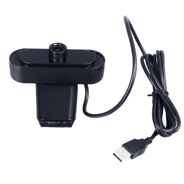 Уеб камера USB FRU-CJK0424-260919-1412, HD 1080p, автофокус, вграден микрофон, ротация 45°, USB кабел 140 см, черна