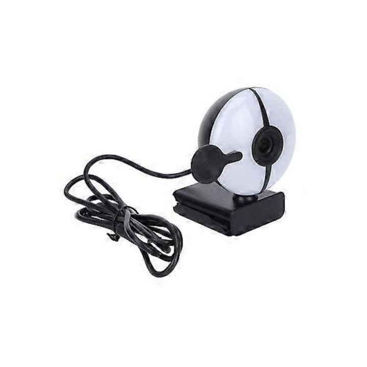 Уеб камера FRU-CJK0424-260918-1301, 2K (2560x1440), USB 2.0, автофокус, вграден микрофон с намаляване на шума, регулируема допълнителна светлина, 30 FPS, кабел 1.4 м, черно/бяло