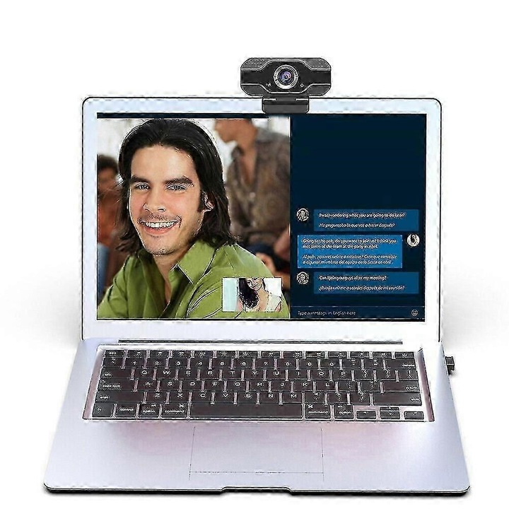 Уеб камера FRU-CJK0424-260919-042, Full HD 1080p 30fps, USB 2.0 plug-and-play, автофокус, микрофон с цифрово намаляване на шума, универсална въртяща се на 360° щипка, черна