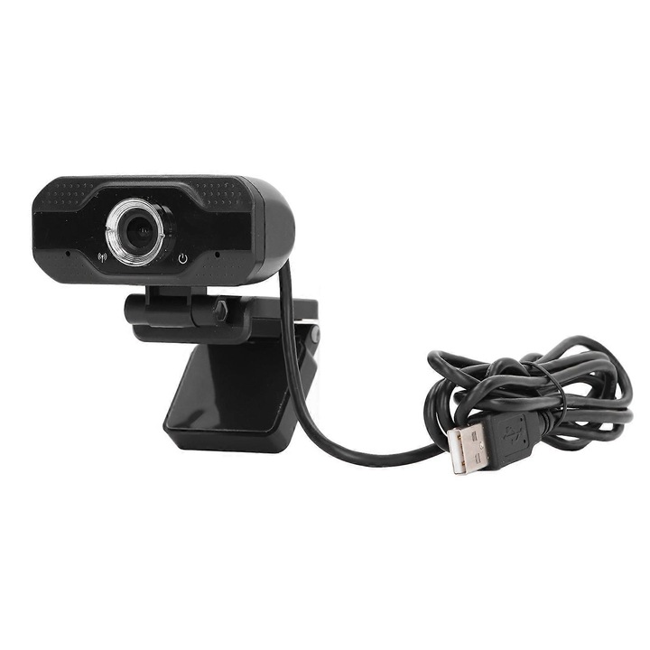 Уеб камера USB FRU-CJK0424-260918-1398, Full HD 1080p 30fps, автофокус, двойни микрофони с намаляване на шума, ъгъл 90°, plug-and-play, черна