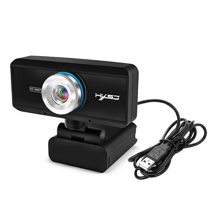 Уеб камера S3 FRU-CJK0424-260919-939, 1080P Full HD автофокус, 5MP сензор, микрофон с шумопотискане, 6-слойна стъклена леща, USB-A, 170 см кабел, черна