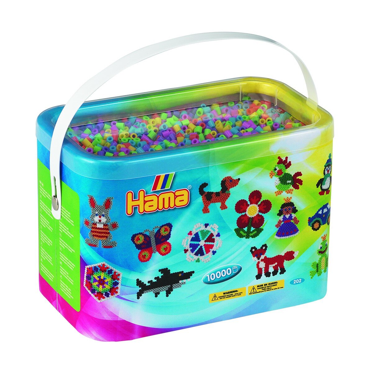 Margele de calcat HAMA MIDI mix 6 culori pastel, 10000 buc in galeata