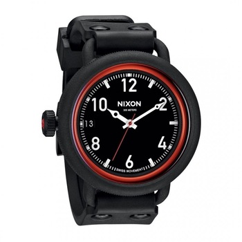 NIXON October A-488-760 All Black Red 48mm 300M Swiss Mvt. NIXON October A-488-760 All Black Red 48mm 300M Swiss Mvt.