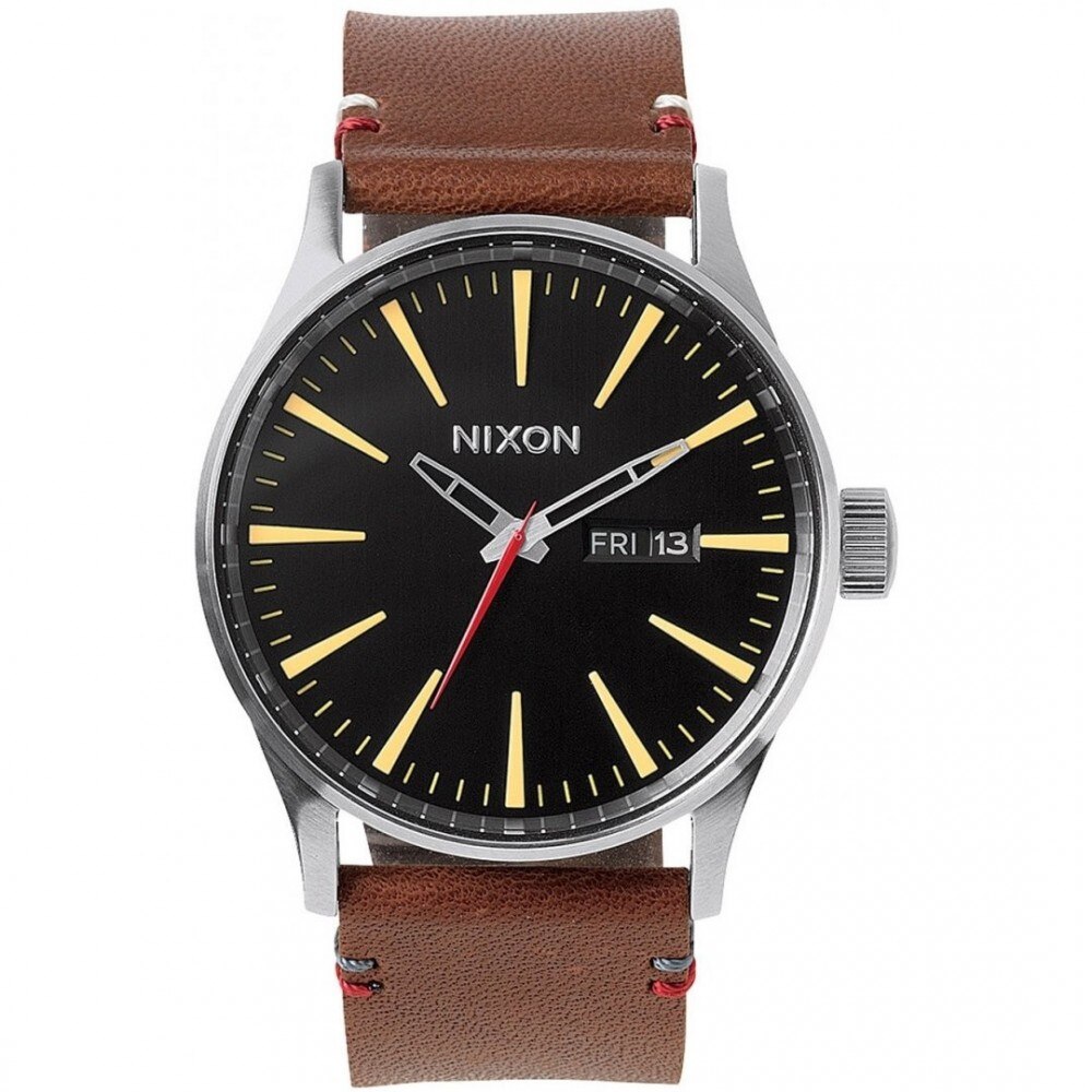 NIXON A105-019 Sentry Leather Black Brown 42mm 10ATM
