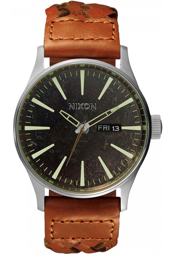 NIXON A105-1959 Sentry Leather Dark Copper Saddle Woven 42mm 10ATM