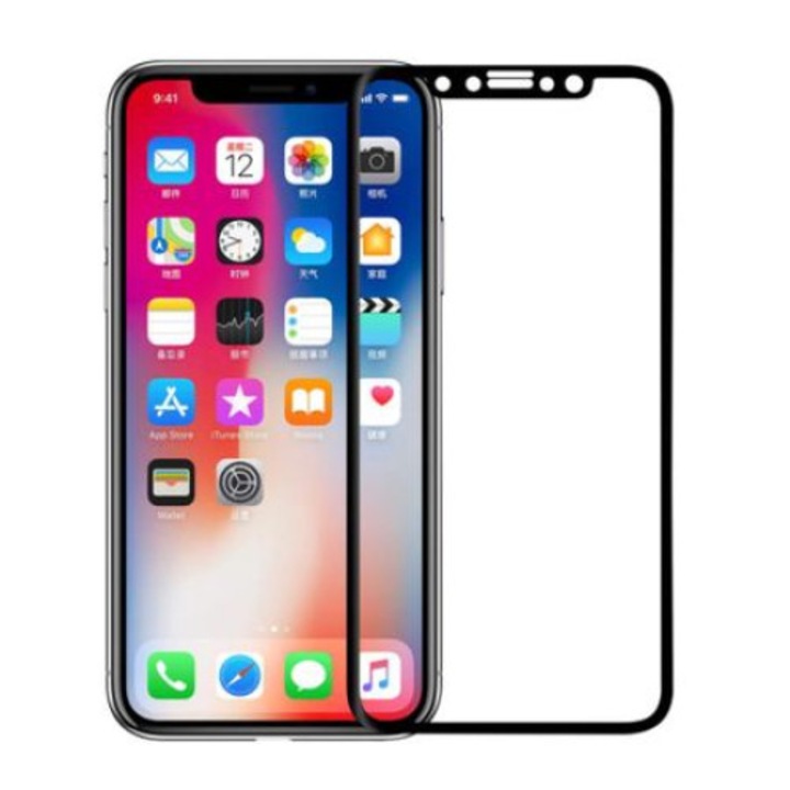 Edzett üveg védőfólia iPhone XS Max 3D Black készülékhez