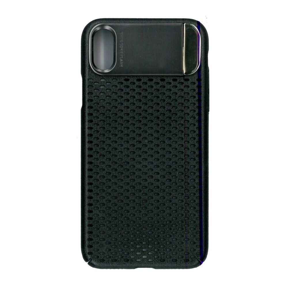 Husa de protectie spate, EuroCell Air, cu perforatii si clips metalic pentru iPhone X, negru