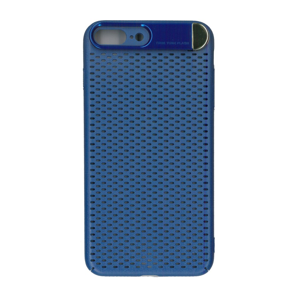 Husa de protectie spate, EuroCell Air, cu perforatii si clips metalic pentru iPhone 8 Plus, albastru