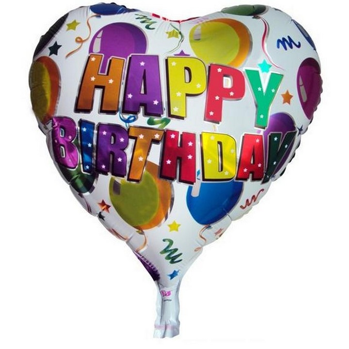 Fólia lufi, szív alakú, színes, tarka, magassága 45 cm 1db