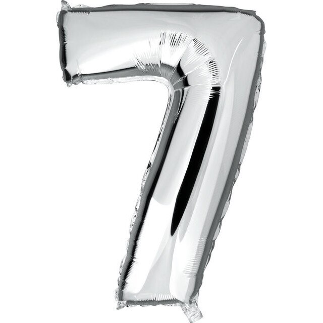 Balon folie, cifra 7, culoare argintiu, 41 cm, 1buc