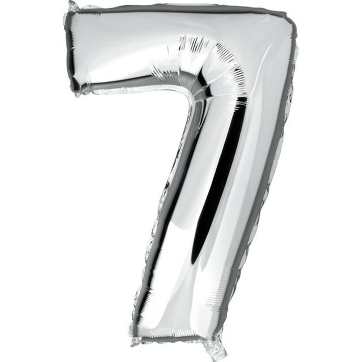 Fólia lufi, 7-es szám, ezüst színű, 41 cm, 1db